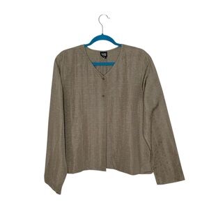 Eileen Fisher Jacquard Silk Linen Blend 2 Button Lightweight Cardigan Jacket